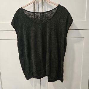 Garnet Hill Black Relaxed Cap Sleeve Tee